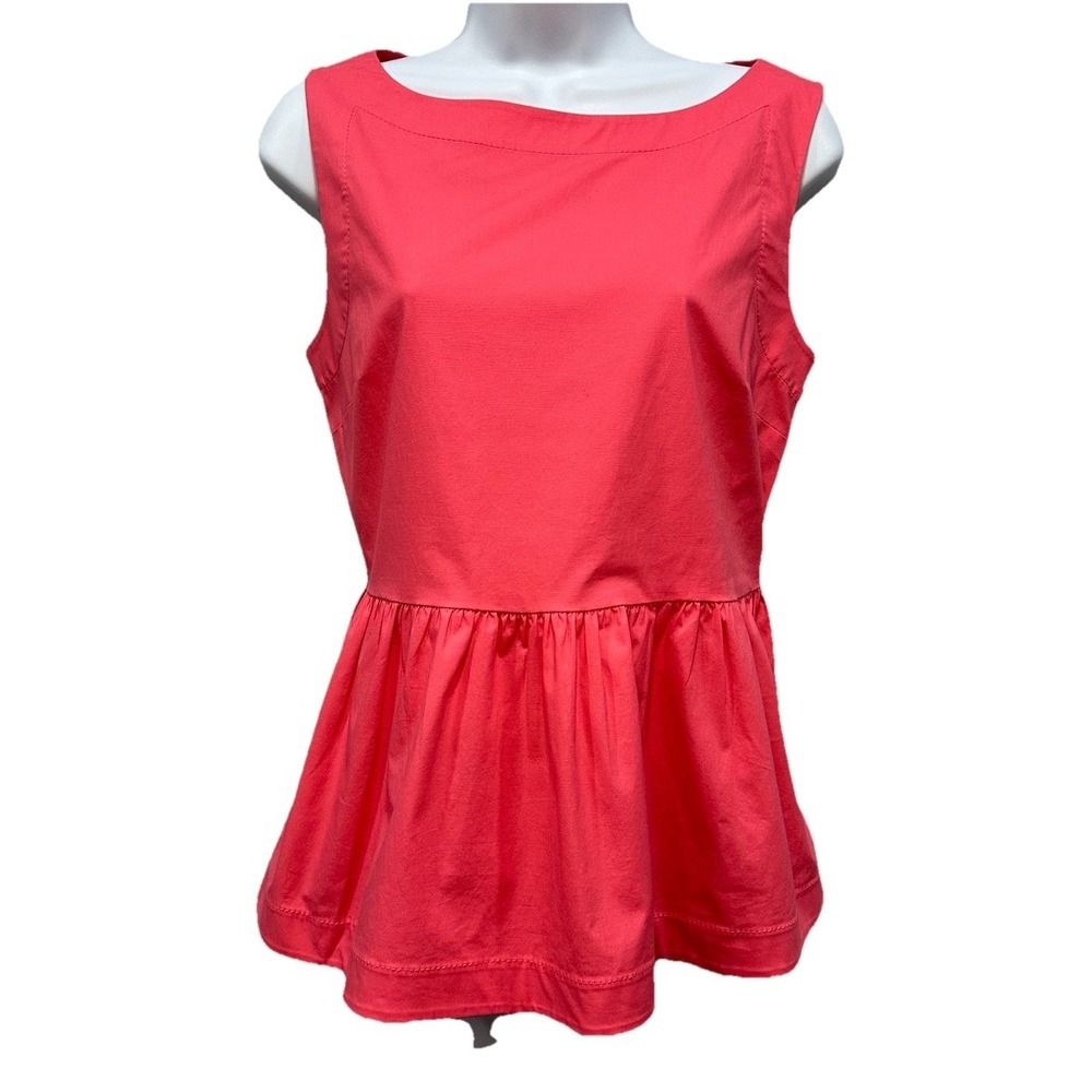 KATE SPADE Peplum Popover Top Women's 6 Sleeveless Pink Side Zip Back Buttons
